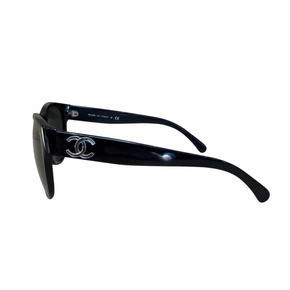 CHANEL Black‎ Sunglasses with Silver Accents